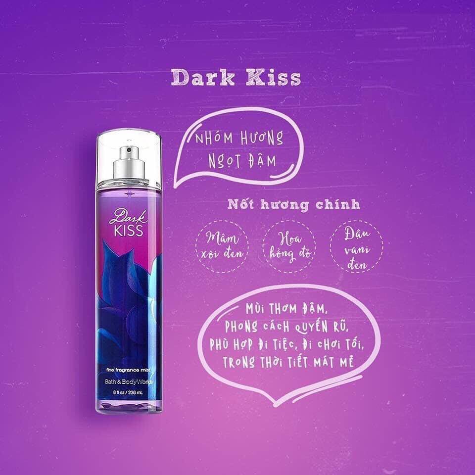 Xịt Thơm Toàn Thân Bath &amp; Body Works Fine Fragrance Mist – Dark Kiss - 236ML