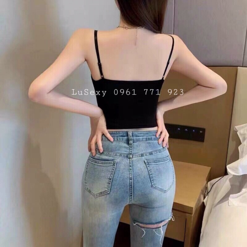 ÁO CROPTOP KIỂU 2 DÂY SÀNH ĐIỆU - Áo 2 dây croptop body màu trắng màu đen mặc với vest đẹp giá rẻ