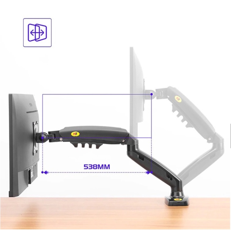 Arm màn hình - Tay nâng màn hình NB F80 17 - 30 inch Xoay 360 độ Tải trọng 9Kg Phiên bản 2021