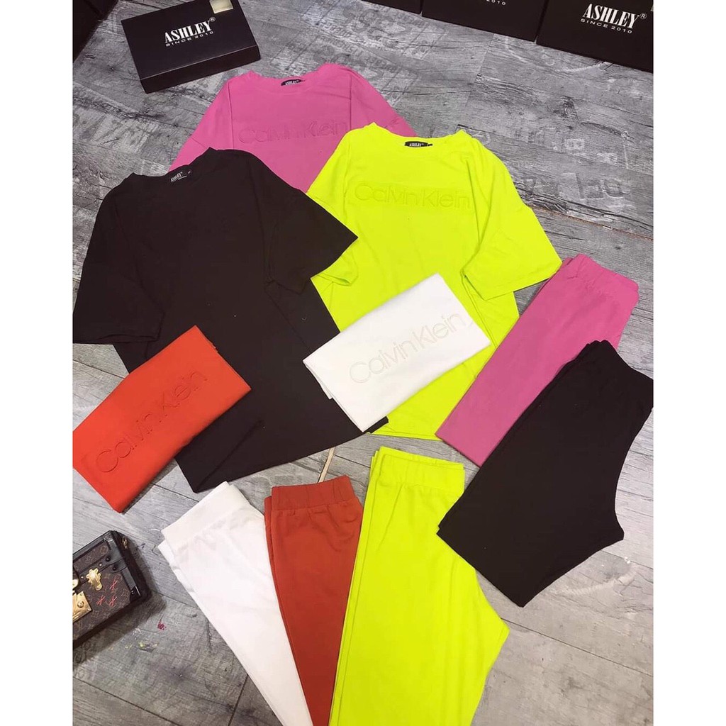 Set Bộ Thể Thao Thun QC Chữ Dập Nổi Siêu Hot Chất Vải Đẹp Co Giãn Form Đẹp Tôn Dáng Siêu Sang