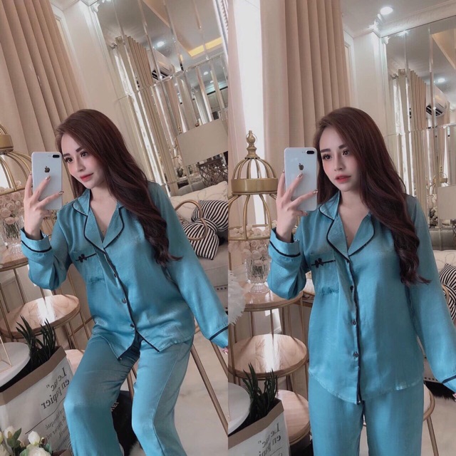 Bộ ngủ pijama mặc nhà lụa tuyết dài cao cấp siêu hot | WebRaoVat - webraovat.net.vn