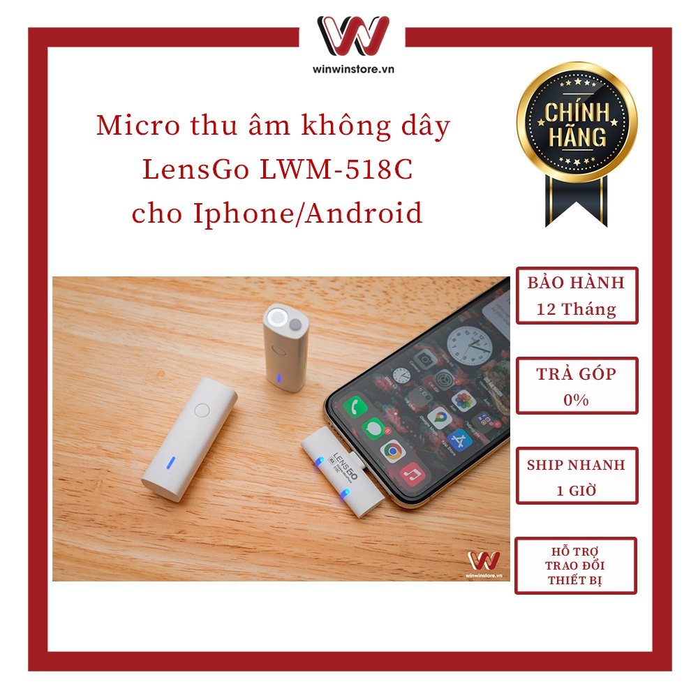 Micro thu âm không dây LensGo LWM-518C cho Iphone / Android