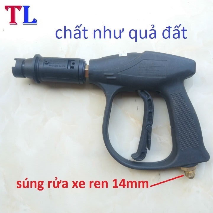 Súng rửa xe ❤️FREESHIP❤️ súng xịt rửa xe ren ngoài 14mm/22mm cho máy xịt áp lực cao (sung đen )