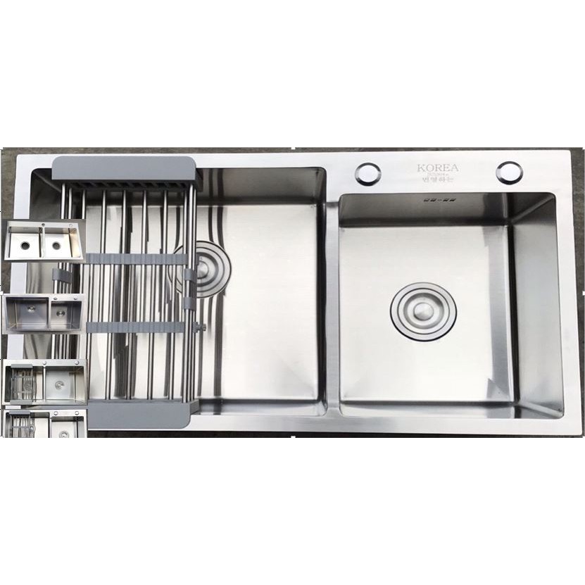 [GIÁ XƯỞNG] Chậu Hai Hố kt 8245 Lệch INOX SUS304.