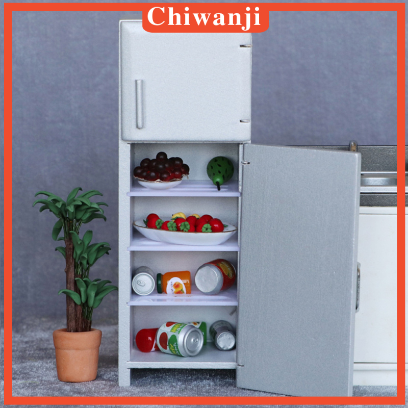 Tủ lạnh mini đồ chơi cho nhà búp bê tỷ lệ 1/12