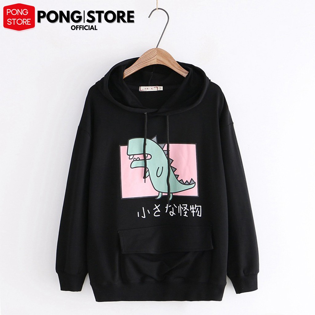 Áo hoodie nữ form rộng hàn quốc KHỦNG LONG T-REX, áo khoác hoodie chất nỉ mềm mịn có túi hộp trước
