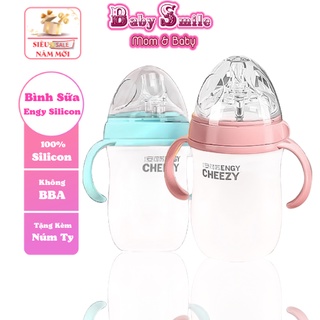 Bình sữa silicon mềm cheezy,bình sữa chống sặc cho bé,thiết kế núm ti xoắn ốc chịu nhiệt tốt dung tích 250ml