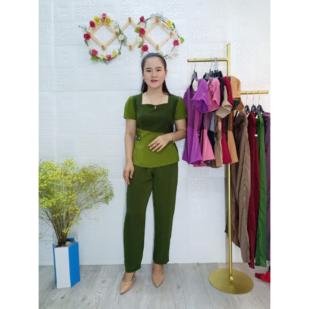 GIẢM GIÁ HÔM NAY BỘ MANGO PHỐI CARO NHÍ CAO CẤP