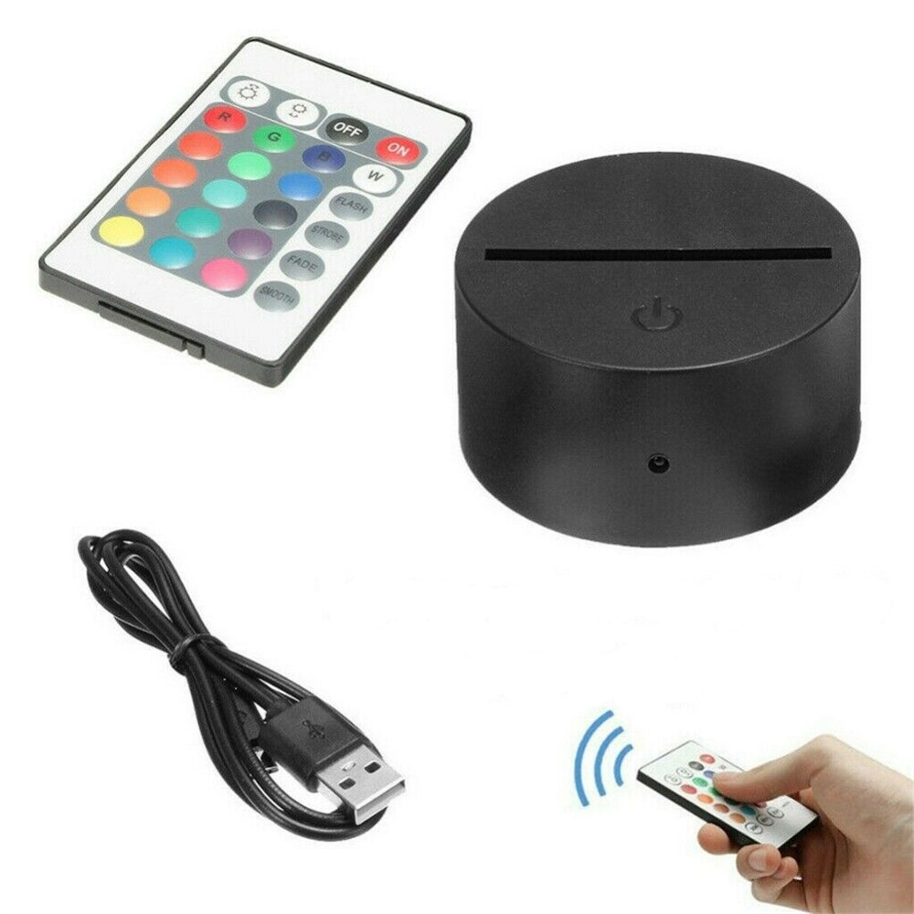 Combo 10 Bộ Đế Đèn Led 3D (3 màu và 16 màu) - Đế Đèn Mica Trang Trí Phòng Ngủ