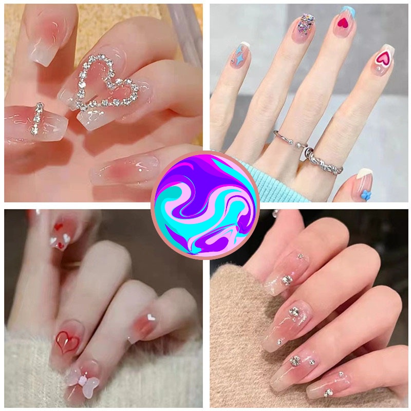 Móng giả Set 24 móng tay kèm chai keo dán
