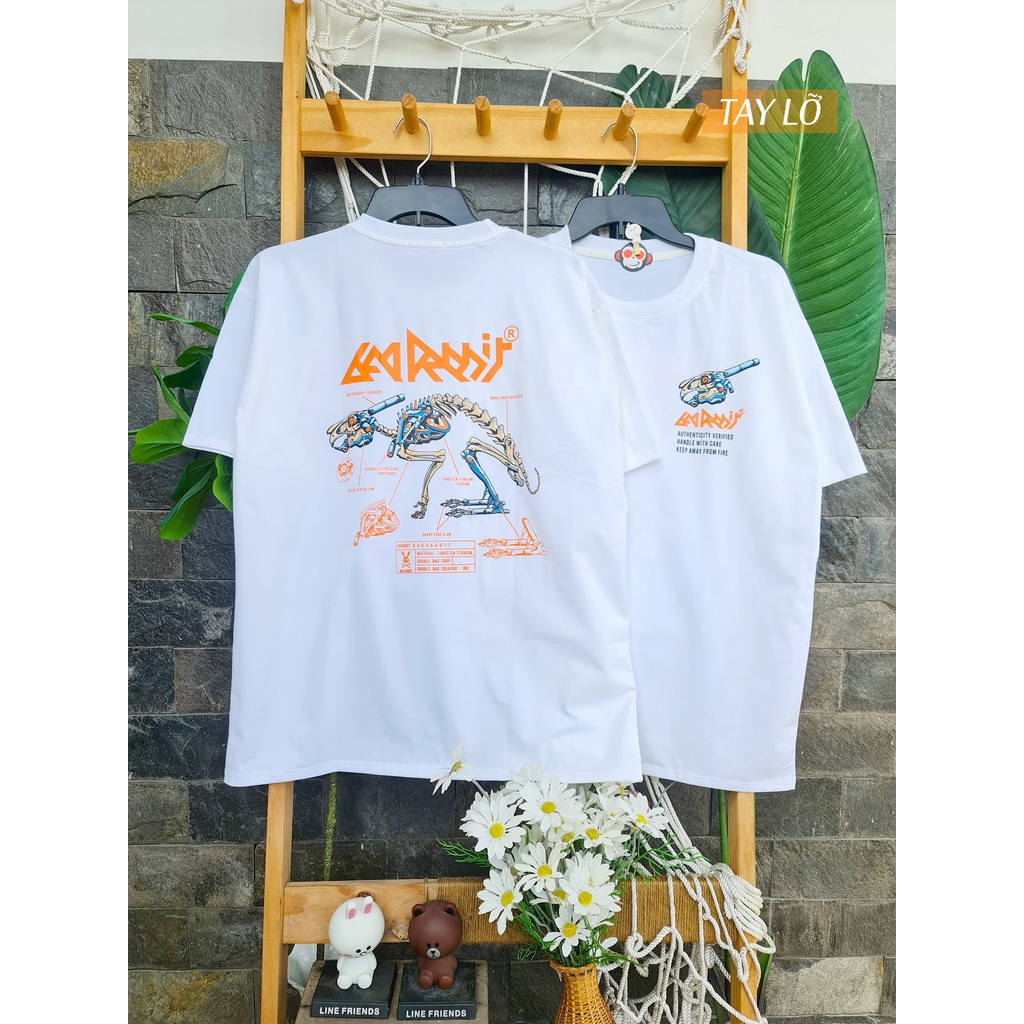 Áo phông áo thun nam nữ tay lỡ from rộng freesize chất cotton thoáng mát in hình thỏ robot xương MOKISHOP