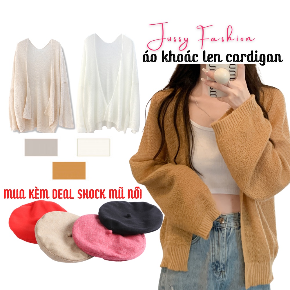 Áo Khoác Cardigan Len Mỏng Jussy Fashion Phong Cách Áo Len Ulzzang Cho Nữ Nhiều Màu Hot