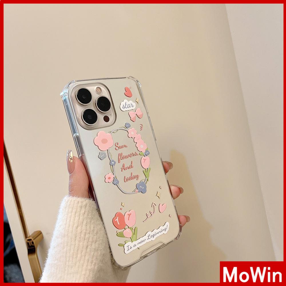 Ốp điện thoại acrylic tráng gương HD chống sốc in hoa tulip thích hợp cho iPhone 11 12 13 PMax 7 Plus Xr