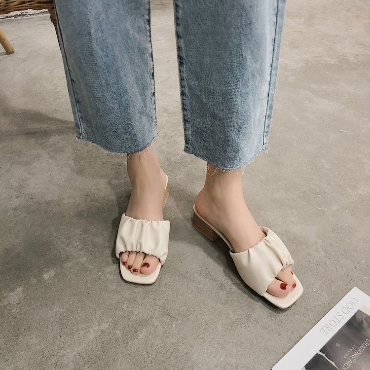 Dép IELGY quai ngang gót cao vừa mũi vuông thời trang dành cho nữ