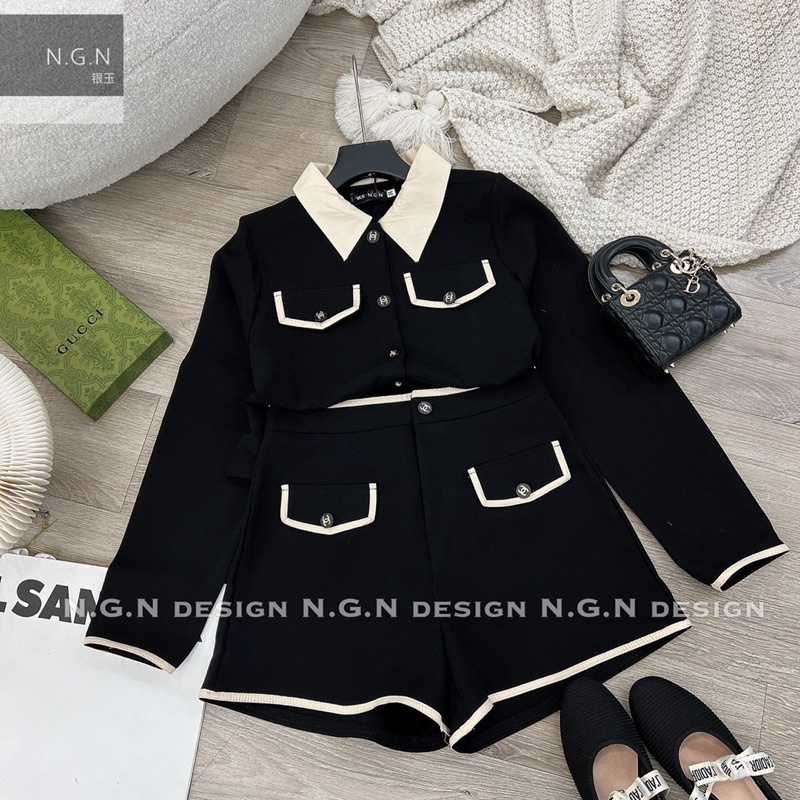 Set Chà Leo Đen Cổ Phối N.G.N