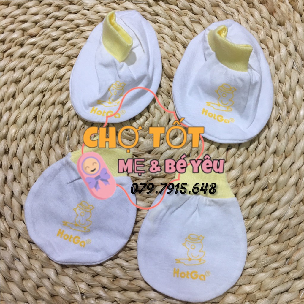 Combo 5 Bộ Bao Tay, Bao Chân Cho Bé Hotga Cotton Cao Cấp ( 0-3 tháng)_LOẠI MÀU