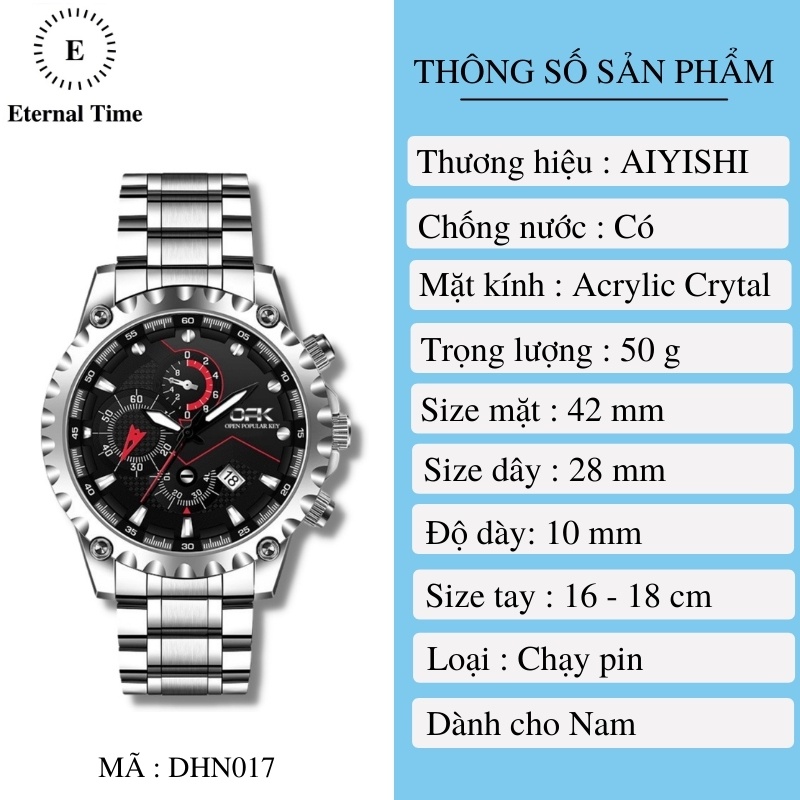 Đồng Hồ Nam AIYISHI1660 DHN017 Dây Thép Cao Cấp | BigBuy360 - bigbuy360.vn