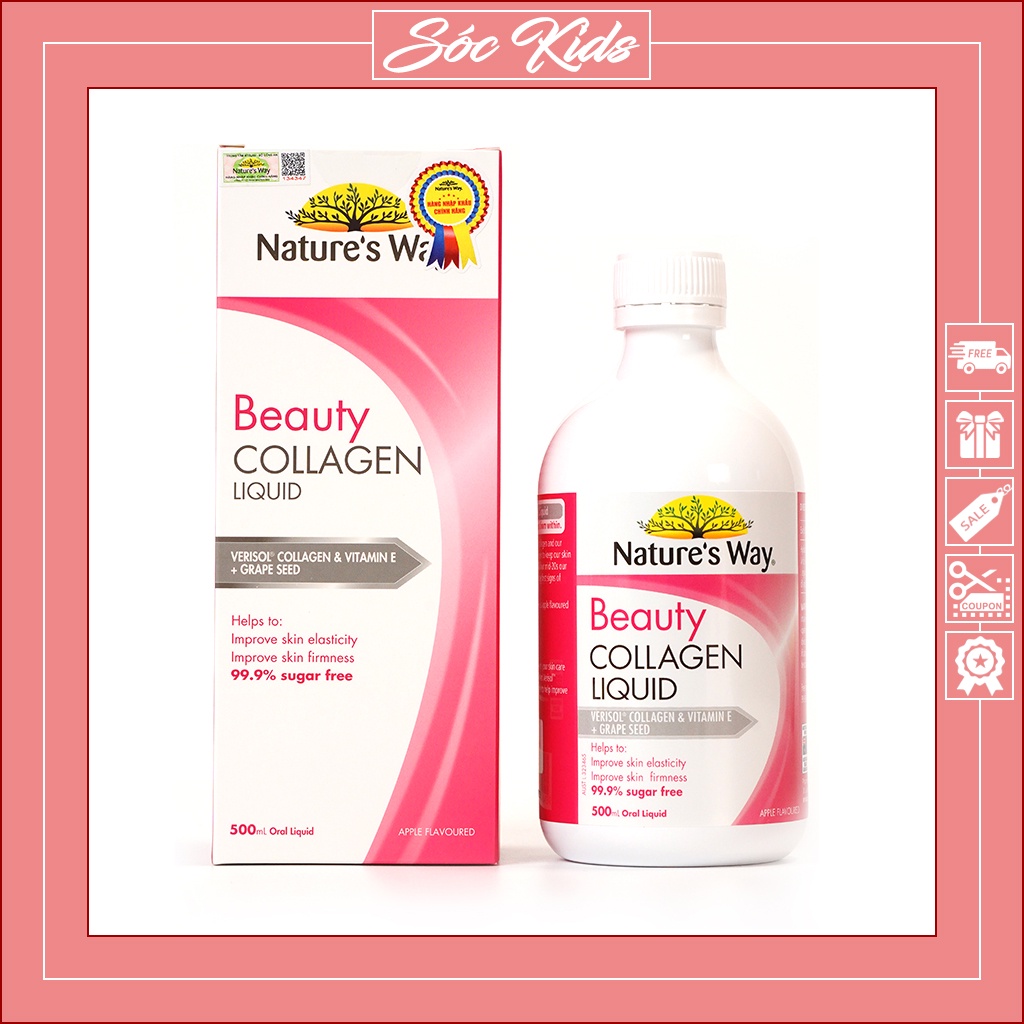 Collagen Dạng Nước Nature's Way Beauty Collagen Liquid - CHUẨN ÚC | MẪU MỚI | DATE 2024 | 500ML | SÓC KIDS