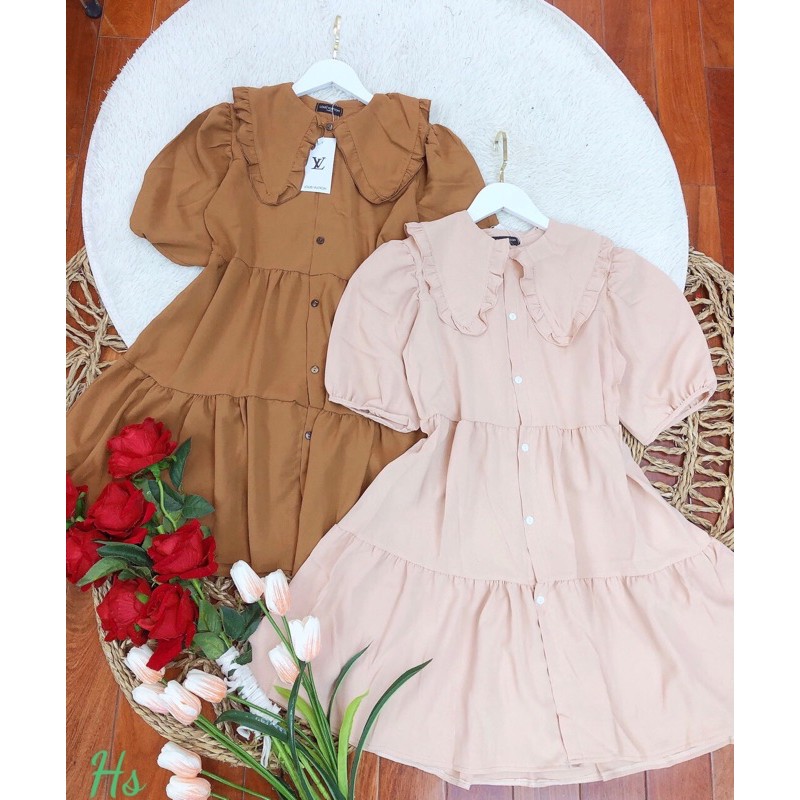 Đầm babydoll🍉Váy Babydoll Cổ Bèo Tay Phồng 3 Tầng Dễ Thương🍉Váy nữ,váy suông dáng sang chảnh mặc lên tôn dáng 2màu xinh | BigBuy360 - bigbuy360.vn