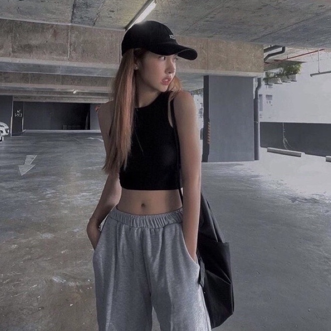 Áo kiểu nữ ba lỗ croptop basic chất thun gân alohashop91