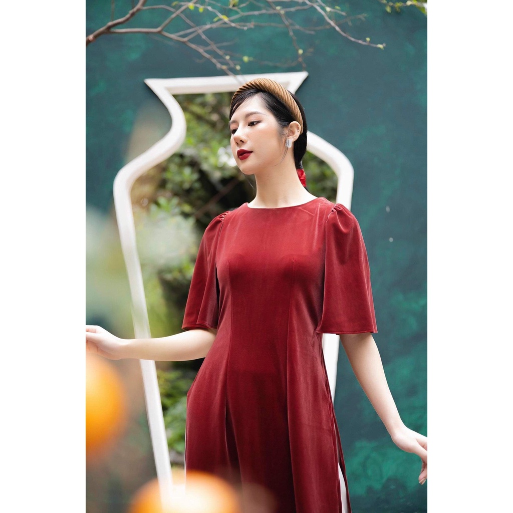 Áo Dài Nhung Cách Tân Dáng Tay Xoè AD008