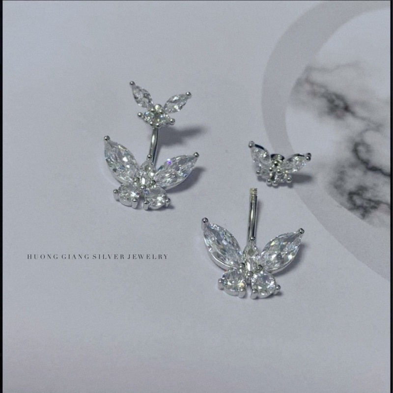 Khuyên rốn bạc s925 xi kim hình bướm - HuongGiangSilver