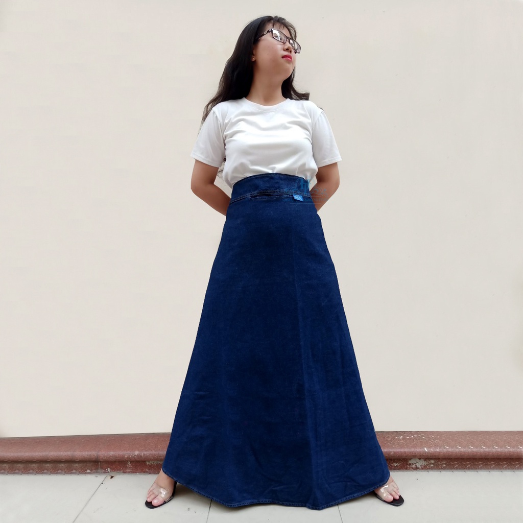 Váy Chống Nắng Xòe Trơn Vải Jean Mềm Đơn Giản Có Nút Bấm Chắc Chắn H&amp;T Fashion