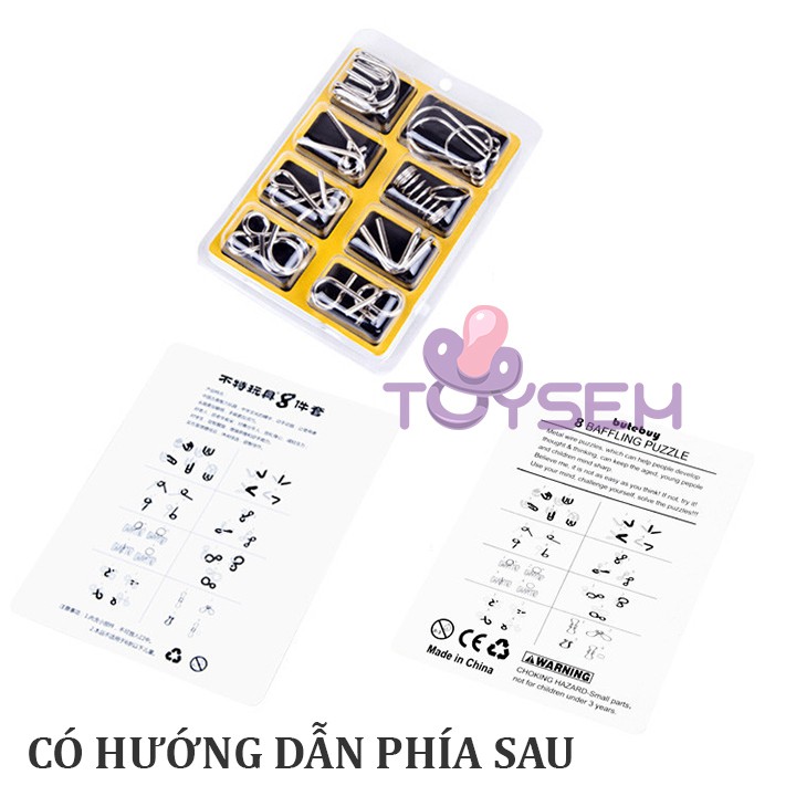 Đồ chơi tháo luồng lắp vòng kim loại trí tuệ Nhật Bản 8 món Toysem dành cho trẻ từ 3 tuổi - Quà tặng sinh nhật cho bé