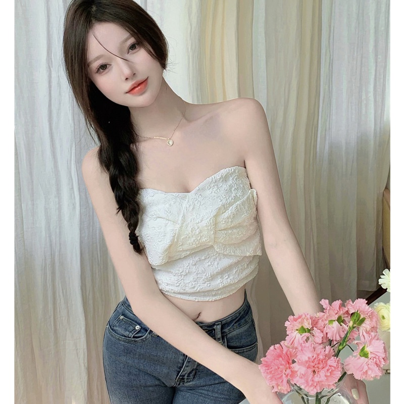 Áo Ống Không Tay Phối Nơ Thời Trang Dành Cho Nữ