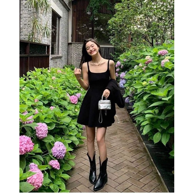 Đầm đen 2 dây basic DD212