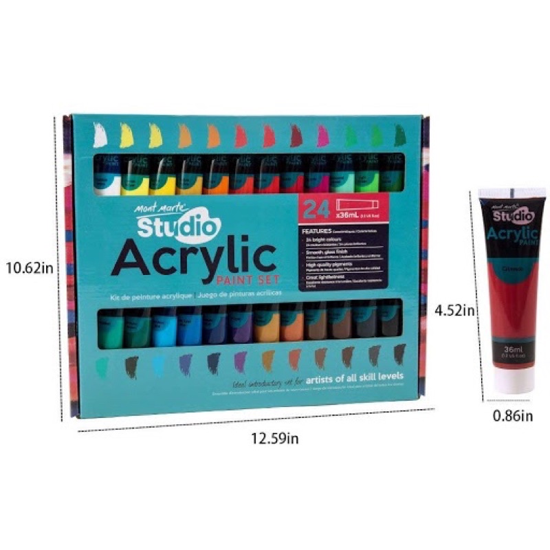 Bộ Màu Mont Marte Acrylic Paint Signature x 36ml - 18/24/36/48  màu