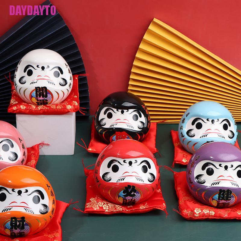 Ống Heo Tiết Kiệm Bằng Gốm Sứ Hình Búp Bê Daruma May Mắn Phong Cách Nhật Bản