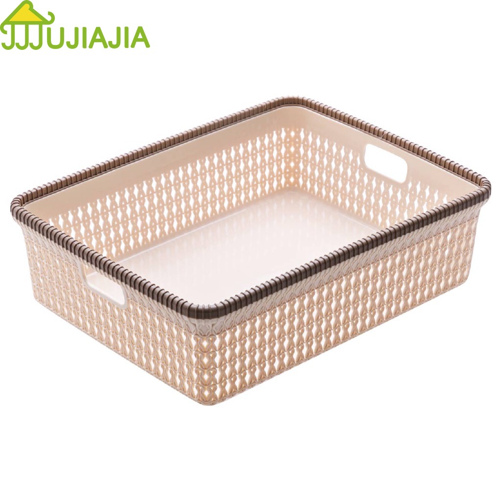 Rổ đựng mỹ phẩm JUJIAJIA kiểu đan mây đa năng
