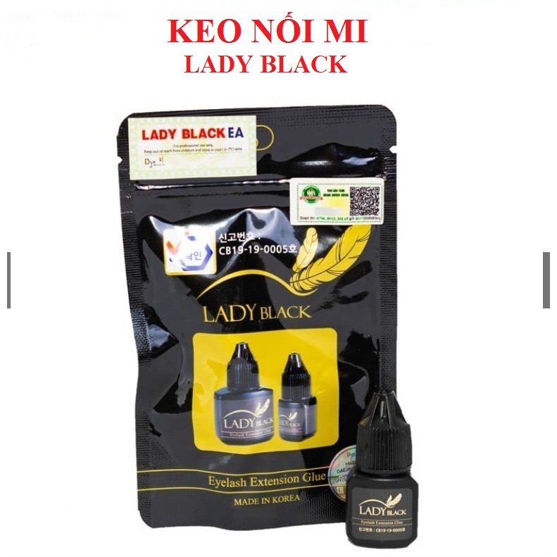 Keo Nối Mi Lady Black, Khô 3-4s,Dòng Keo Khô Chậm Dành Cho Người Mới Tập Nối