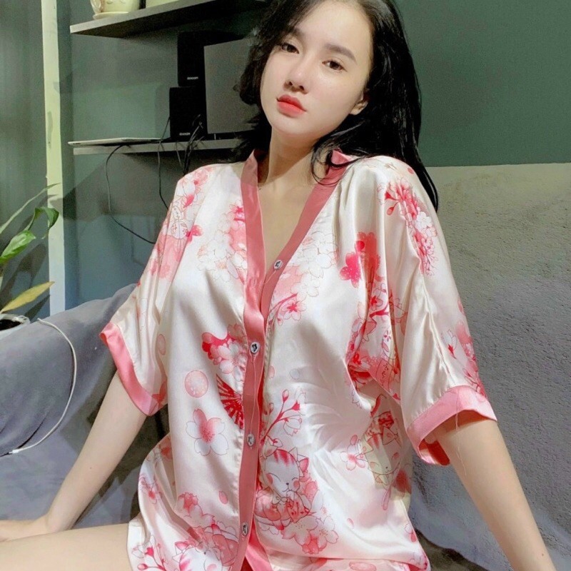 Đồ bộ pijama, bộ lụa satin cộc đùi cao cấp mềm mịn, thoáng mát hoạ tiết đẹp | BigBuy360 - bigbuy360.vn