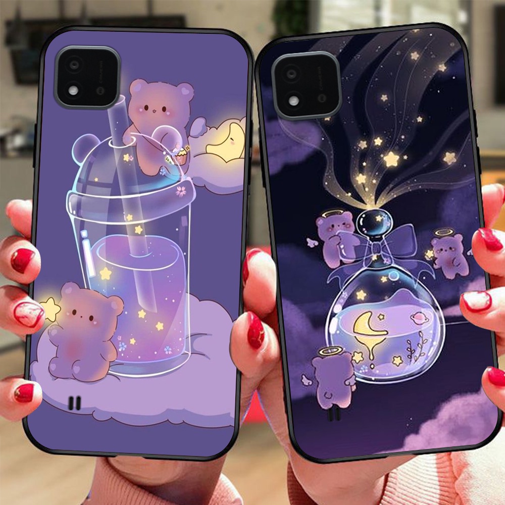 Ốp lưng điện thoại oppo realme c20 / c11 2021 bộ gấu tím may mắn
