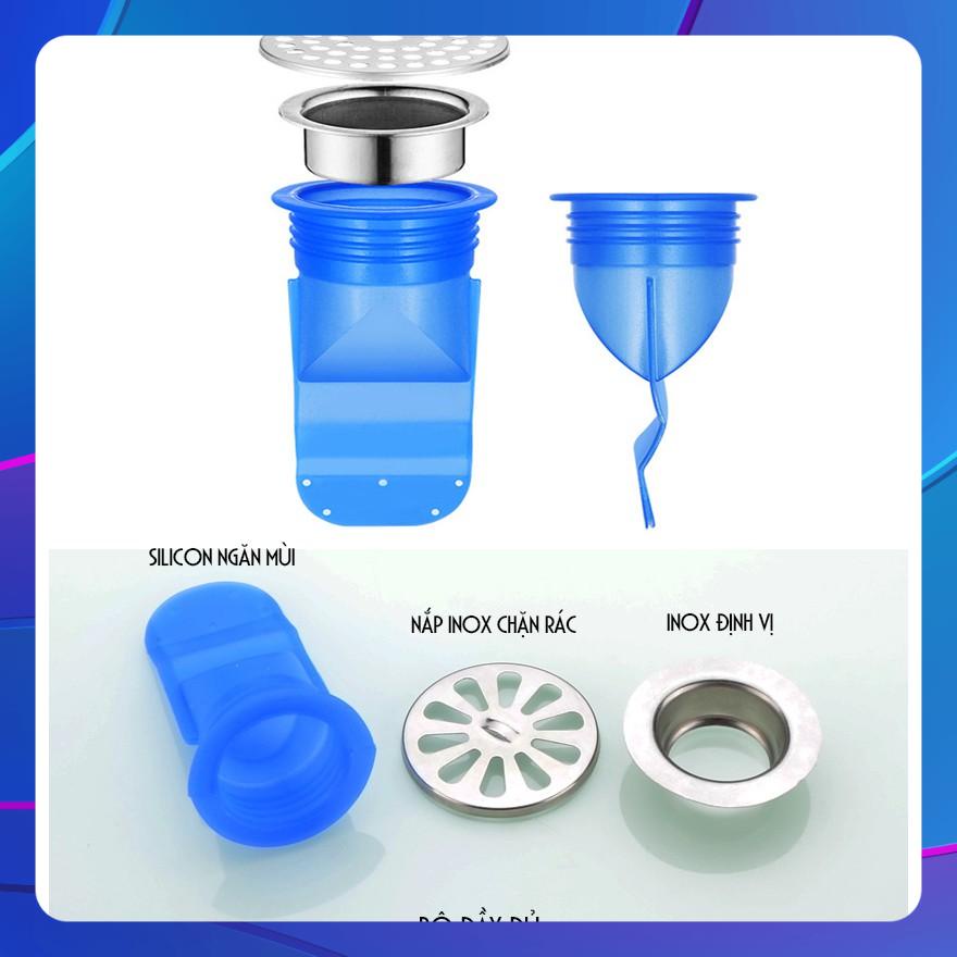 Combo 3 bộ chặn mùi nắp cống, ngăn trào ngược, ngăn côn trùng silicon nắp kim loại