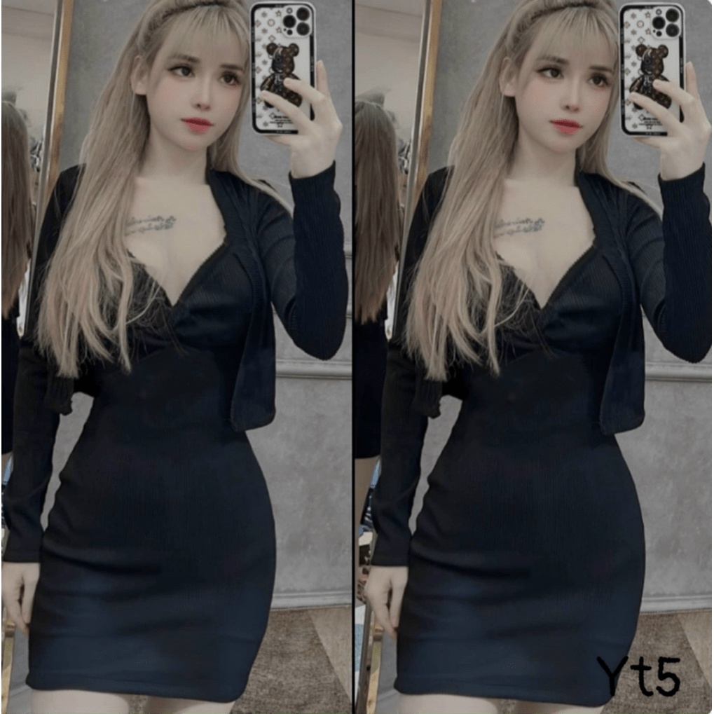 MẪU HOT ĐẦM BODY THUN GÂN CHÉO NGỰC KHOE DÁNG CỰC ĐỈNH PU