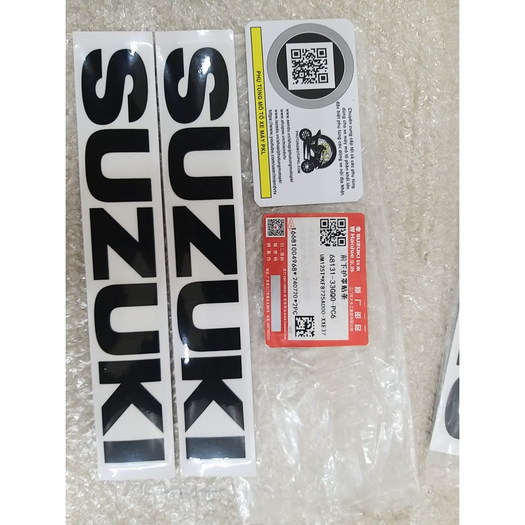 Tem dán bình xăng lớn Suzuki EN150 EN125-2F / 3F / 3E EN150-A 1 cặp Hàng chính hãng SUZUKI