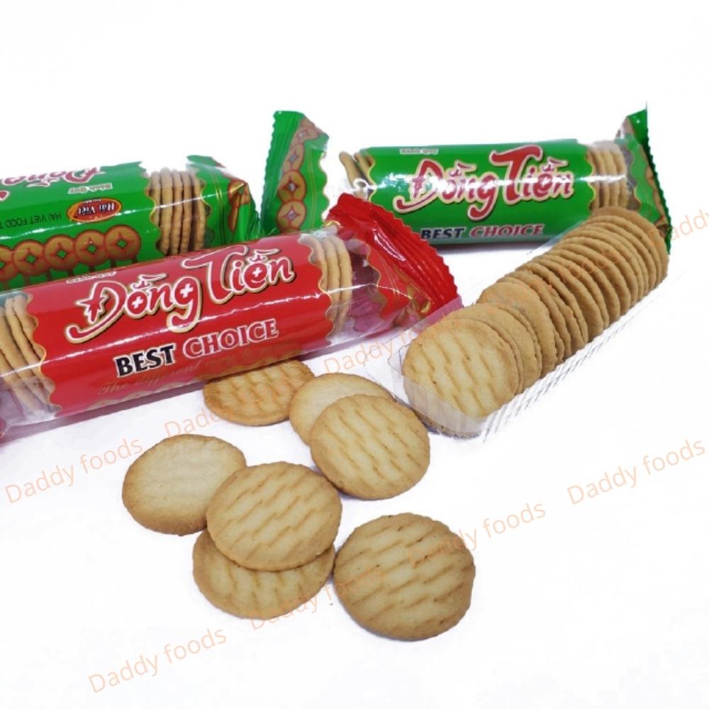 Bịch 10 gói bánh quy đồng tiền, đồ ăn vặt thơm ngon.