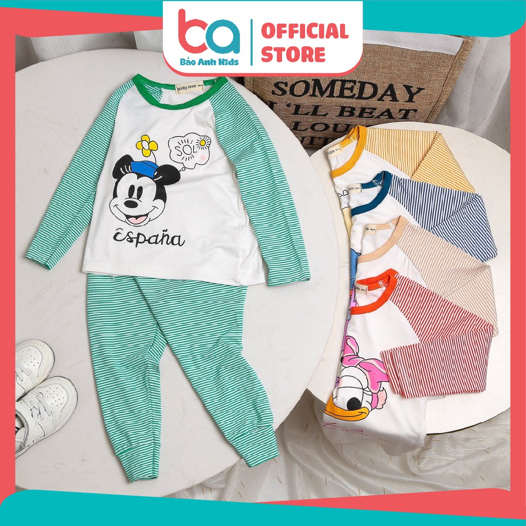 Bộ Dài Tay Thu Đông Cho Bé Trai Bé Gái Minky Mom Vải Cotton Xuất Hàn Mềm Mịn, Bộ Quần Áo Cho Bé Mặc Nhà TDVIS1