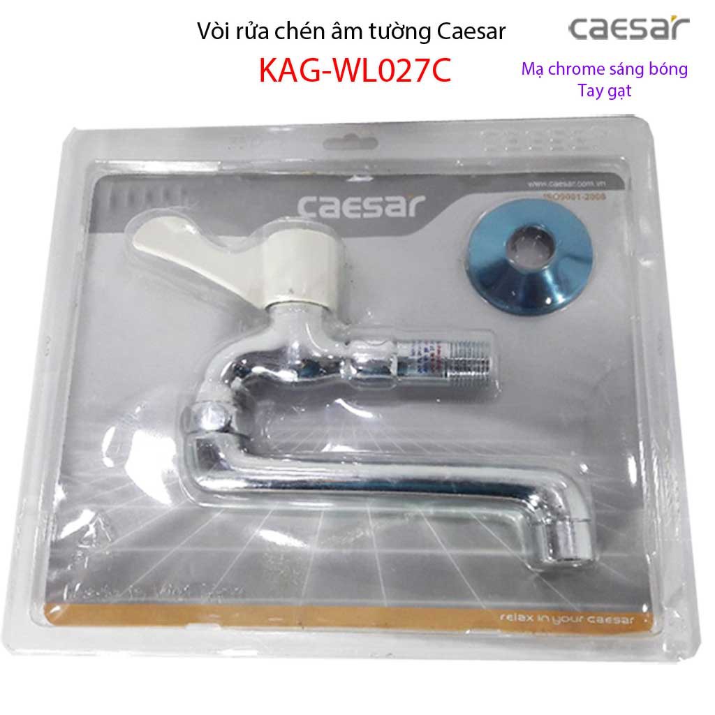 Vòi lạnh gắn tường Caesar KAG-WL027C, vòi lạnh gắn tường vòi chậu rửa chén bát âm tường cần dài xoay 180 độ