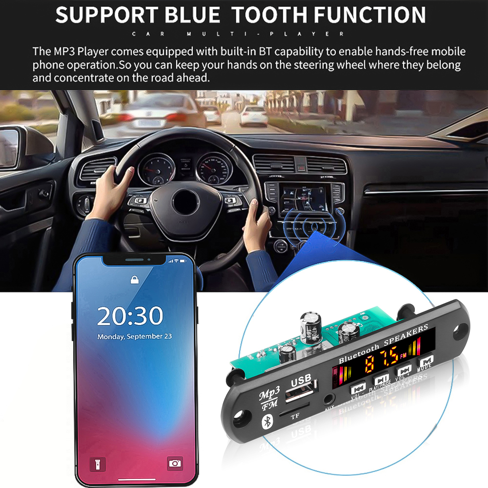 Bảng Giải Mã MP3 KEBIDUMEI 917BT Màn Hình Màu Kết Nối Bluetooth5.0 50W 12V Với Chức Năng Ghi Âm Cho Xe Hơi
