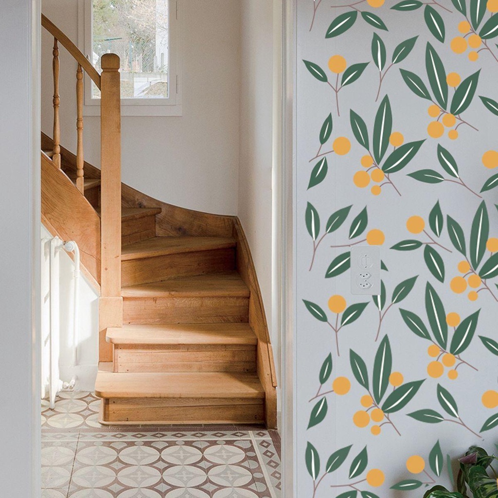 Giấy Dán Tường Họa Tiết Lá Cây Phong Cách Bắc Âu Trang Trí Nội Thất