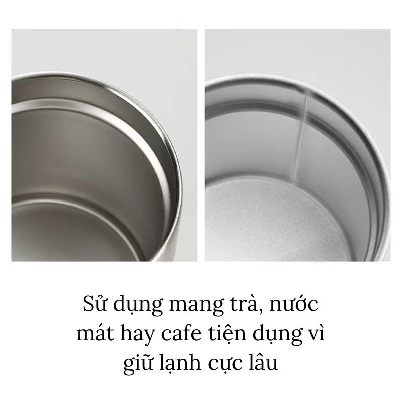 Cốc giữ nhiệt Inox, thiết kế hình trụ sang trọng, chống tràn Lucinmart