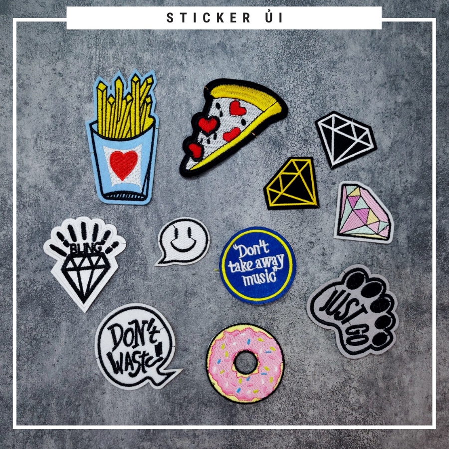 Sticker ủi áo Cao cấp - CÓ SẴN KEO ỦI - dùng làm miếng vá áo, phụ kiện trang trí quần áo, balo, giày, nón