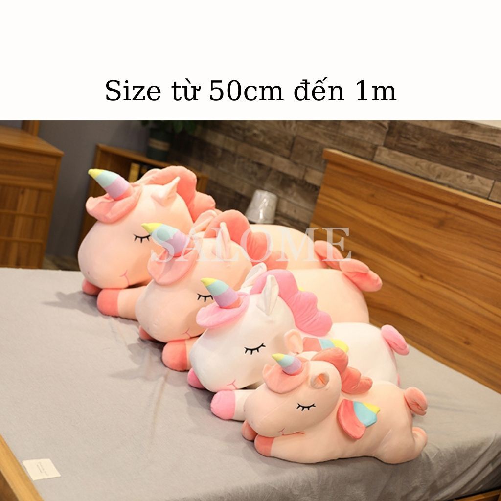 Gấu Bông Kỳ Lân Unicorn Size 1m2 tphcm, Kỳ Lân Nhồi Bông, Ngựa Pony 1 Sừng Cute Chất Liệu Vải Mịn Cao Cấp Salome