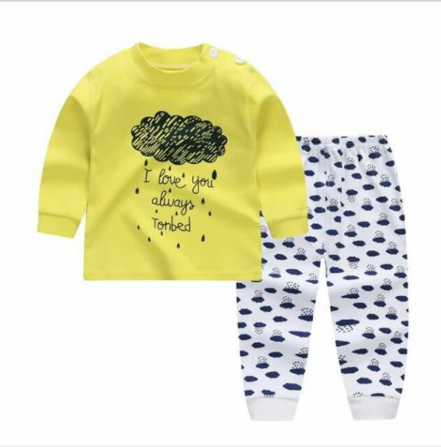 Bộ nỉ cotton cao cổ dài tay quảng châu xuất hàn cho bé trai bé gái