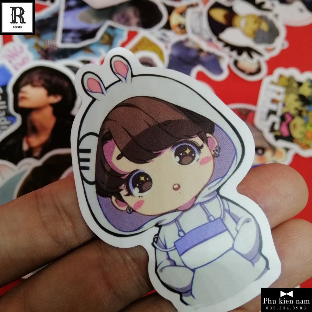 Sticker PVC BTS 80 Hình ST124 - Stickers Chống nước Dán Mũ bảo hiểm Vali Laptop Điện thoại Dán xe