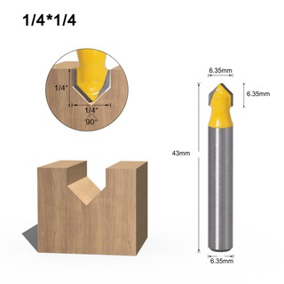 Mui soi gỗ, Mũi phay gỗ phay rãnh V 90 độ, cốt 6.35mm